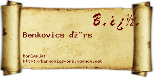 Benkovics Örs névjegykártya