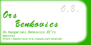ors benkovics business card